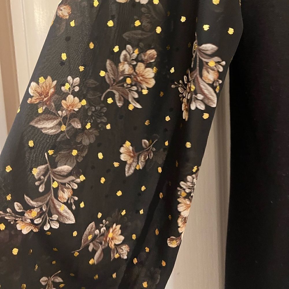 Maurices black dress with sheer floral sleeves and bows size Medium - Picture 6 of 8